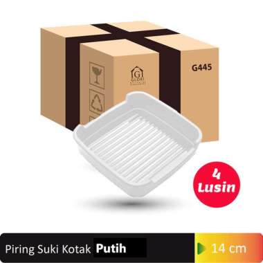 Gl Melamine Piring Suki Kotak 14Cm Piring Makan 1 Dus 4 Lusin G445 Putih