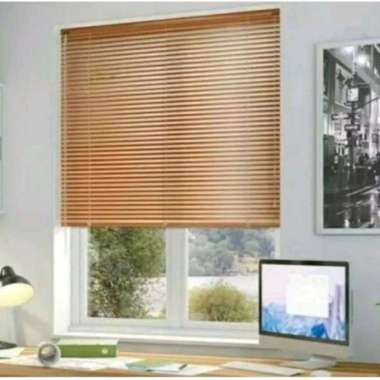 Forhome 60x180 Cm Venetian Blind Krei/Tirai jendela cokelat
