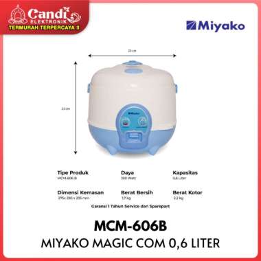 MAGIC COM MINI MIYAKO KAPASITAS 0,6 Liter MCM-606B / MCM606B