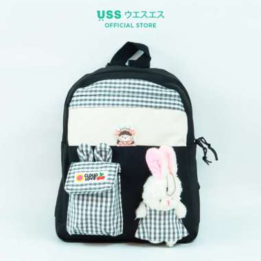 USS Tas Ransel Korea Backpack School Trendy Cloud Love hitam