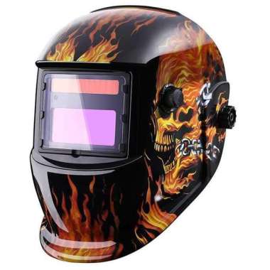 Helm Las Otomatis Auto Darkening Welding Helmet Hitam Orange