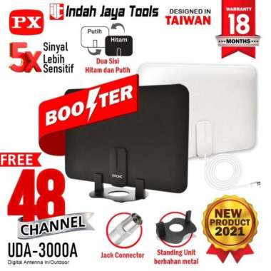 PX UDA-3000A Antena TV Digital Analog Indoor Dinding DVB T2 + Antene