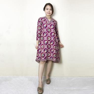 Evercloth Aina Dress Batik Wanita Semua Ukuran pink
