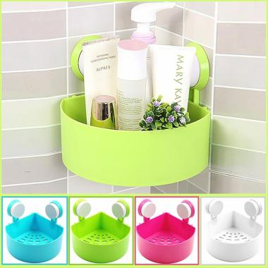 Rak Sudut Triangle Shelves Gantung Tempat Sabun Shampo Kamar Mandi Pink