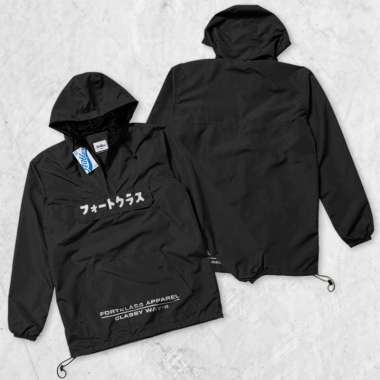 FortKlass Pullover Jfont Polos Jaket Pria Jaket Parasut Unisex HITAM XL
