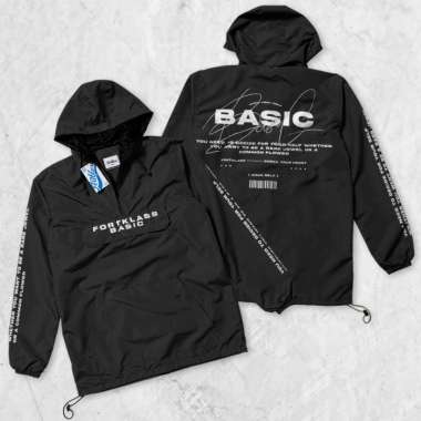 FortKlass Pullover Basic Polos Jaket Pria Jaket Parasut Unisex HITAM XXL