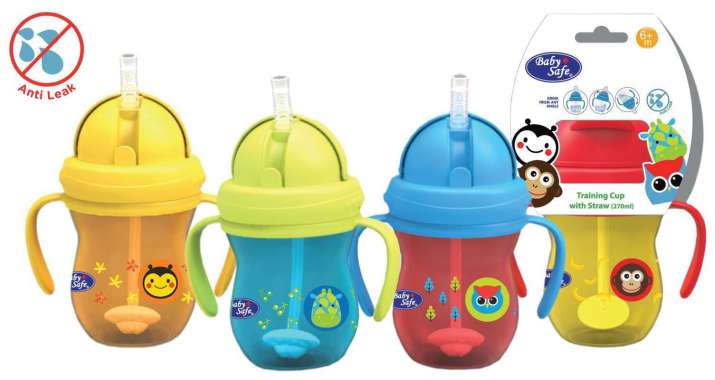 Baby Safe SK019 Cup Weighted Straw 270ml | Botol Minum Pemberat Yellow