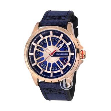 HummerSports Quartz Nylon Band Jam Tangan Pria [HM1014-1532] Blue Rosegold