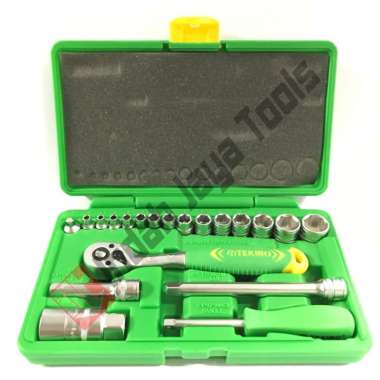 Kunci Sok Set TEKIRO 1/4" - 3/8" 21 pcs - Shock Socket Set Box Plastik