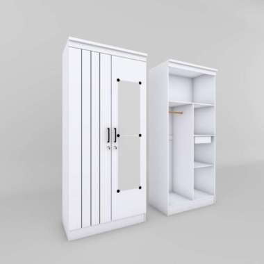 LEMARI BAJU / LEMARI PAKAIAN 2 PINTU KRENDY MINIMALIS + KACA MURAH