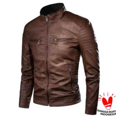 JAKET KULIT KAMBING SUPER/JAKET KULIT KAMBING ORIGINAL MODEL VINO G BASTIAN Coklat tua XXL