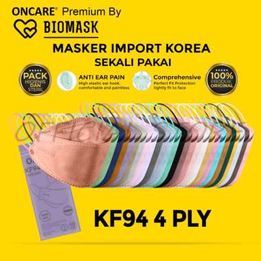 BIOMASK x Oncare Masker KF94 4Ply isi 10 Pcs - Premium Import Korea - Pink Abu Hitam Putih Biru Cokl