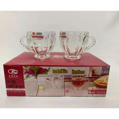 Gelas Kristal Cangkir kaca bening isi 6pc kualitas bagus elegan