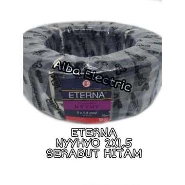 Eterna Kabel Listrik Tembaga 2x1,5 HYO Serabut Putih Meteran / Ecer Hitam