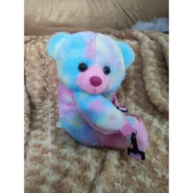 Tas Selempang BERUANG merangkul RAINBOW tas boneka tas bulu Pelangi