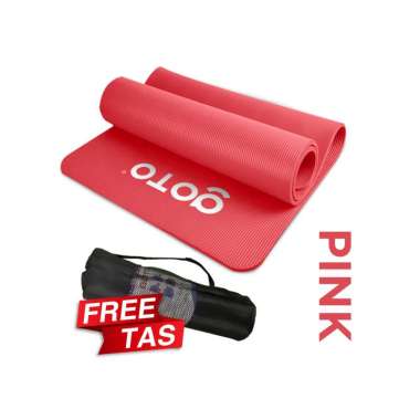 Matras Alas Yoga NBR Senam Mat 10 mm Anti Slip FREE BAG Tebal - PINK