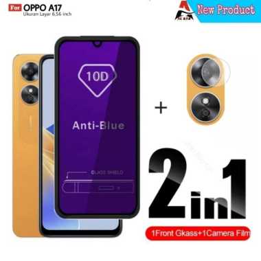 Tempered Glass OPPO A17 A77S Full Cover Protector Handphone Bonus Camera Protector OPPO A17 2 in 1 (