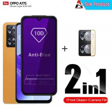 Tempered Glass OPPO A17 A77S Full Cover Protector Handphone Bonus Camera Protector OPPO A77S 2 in 1 