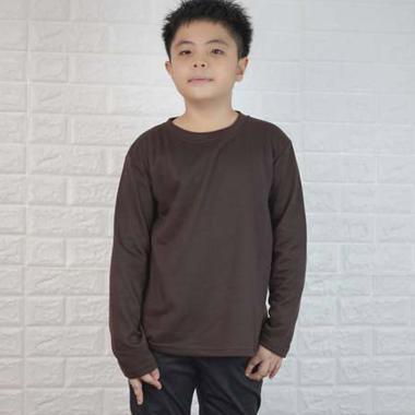 Jfashion Kaos Lengan Panjang Anak Laki Polos 8 Coklat Tua