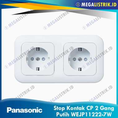 Panasonic Stop Kontak 2 Gang CP Putih WEJP11222-7 / Double Socket Outlet dengan Pengaman Child Prote