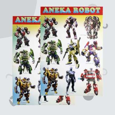 Poster Edukasi Anak / Poster Anak Lembaran : Pesawat Tempur / Aneka Robot / Heavy Equipment / Kendar