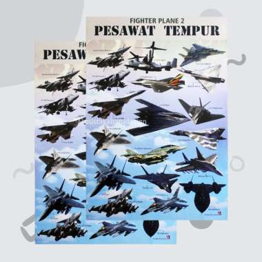 Poster Edukasi Anak / Poster Anak Lembaran : Pesawat Tempur / Aneka Robot / Heavy Equipment / Kendar