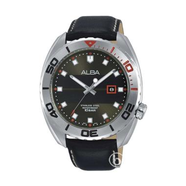 Alba AGX18H51 Active Leather Strap Jam Tangan Pria - Hitam Black Silver