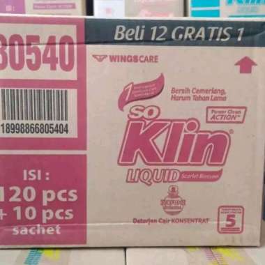 Promo Harga SO KLIN Liquid Detergent + Anti Bacterial Red Perfume Collection per 24 sachet 22 ml - Blibli