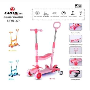 Scooter Anak 3in1 Exotic ET HB-207 Skuter Lipat HB207 Otoped Duduk Hb207
