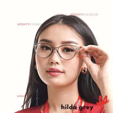 Kacamata Antiradiasi Photocromic Blueray Hilda Grey Wanita Cateye + PhotoChromic