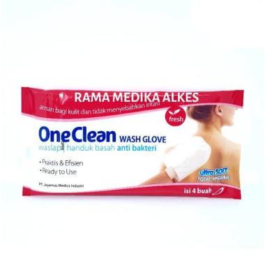 OneMed OneClean Wash Glove /4 One Med One Clean Waslap Basah Lap Badan Antiseptik