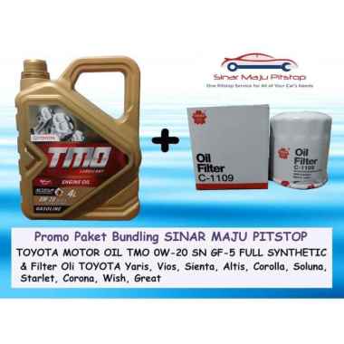 TMO 0W-20 API SN & Filter Oli Paket Bundling Oli Mobil for Toyota Yaris/ Toyota Vios/ Toyota Sienta/