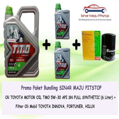 Paket Bundling TMO TOYOTA MOTOR OIL Oli Mobil 5W-30 API SN 6 LITER & Filter Oli TOYOTA INNOVA & VENT