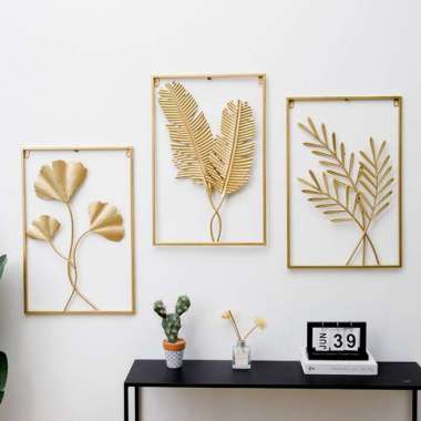 WallDecor Hiasan Dinding Frame Metal Gold WALL Decor Nordic 60x40 ukuran peralatan rumah tangga Bamb