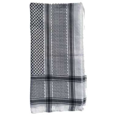 MuslimClothing Army Style Sorban Keffiyeh Katun Palestina Semua Ukuran Black white