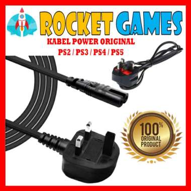 Rocket Games - Kabel Power PS4 / Kabel Power PS2 / Kabel Power PS3 Original Mesin
