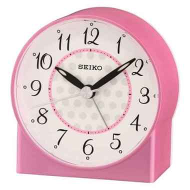 SEIKO Alarm Clock QHE136K Quiet Sweep LED Light Jam Weker White Pink
