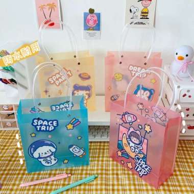Tas Godie Bag Cute Character Pvc Premium Flower