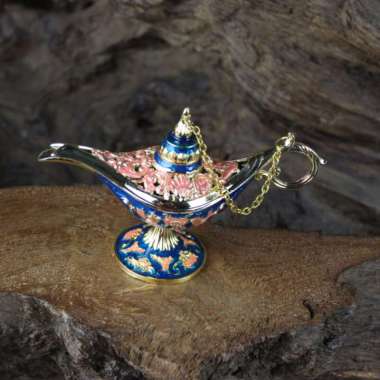 Vintage Ethnic Hollow Flower Lamp of Aladdin Jewelry Display Storage Case Box