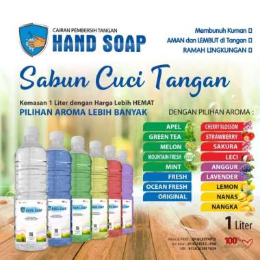 Hand Soap Sabun Cuci Tangan Kemasan 1 LIter Botol PET - Aroma Buah Segar Nangka