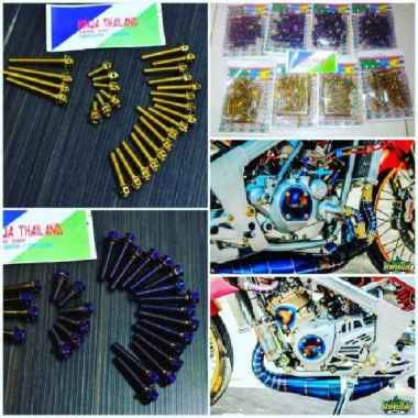 baut probolt bak tutup mesin ninja r rr gold blue titanium