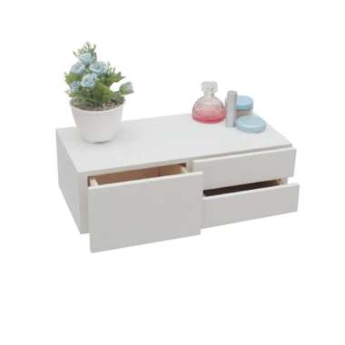 Rak Dinding Ambalan Laci Minimalis Tempel Dinding 60x20cm - Meja Rias Putih - 40x20cm