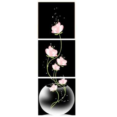 Wall Decor Hiasan Dinding 3 Panel Gambar Bunga Ukuran 30x30cm