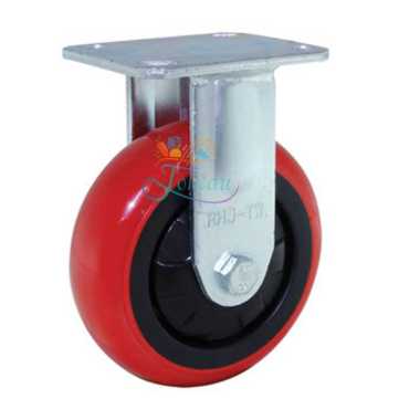 Roda Troli / Troly / Trolly PU Merah 6 Inch Heavy Duty Mati ( Fixed ) RHJ Indonesia