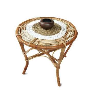 Meja teras rotan / meja rotan minimalis Bulat