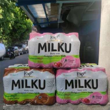 Susu MILKU Kemasan Pack [200ml x 12 pcs] Stroberi