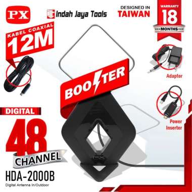 PX HDA-2000 ANTENA TV Digital Indoor Outdoor Antene PX HDA2000 Booster - HDA-2000B HITAM HDA-2000B H