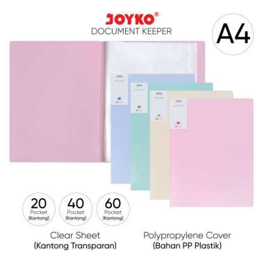 JOYKO Document Keeper Clear Holder Map File Dokumen Folder A4 Pastel DK-A20A4 Green