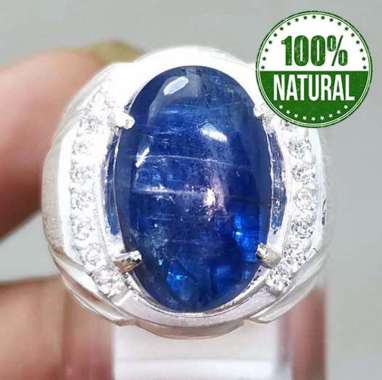 Batu Akik Blue Safir Kyanite Biru Australia Asli Natural Ring Perak 925 Bisa COD biru