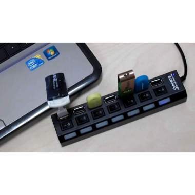 USB HUB 7 PORT SAKLAR Hitam